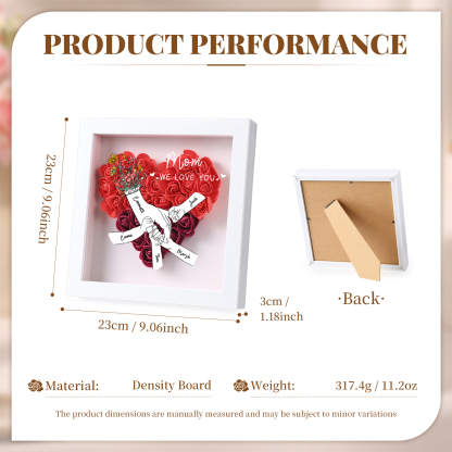 5 Names & 2 Texts Personalised Rose Flower Frame – A Thoughtful Gift for Mum, Wife or Friend | Jessemade