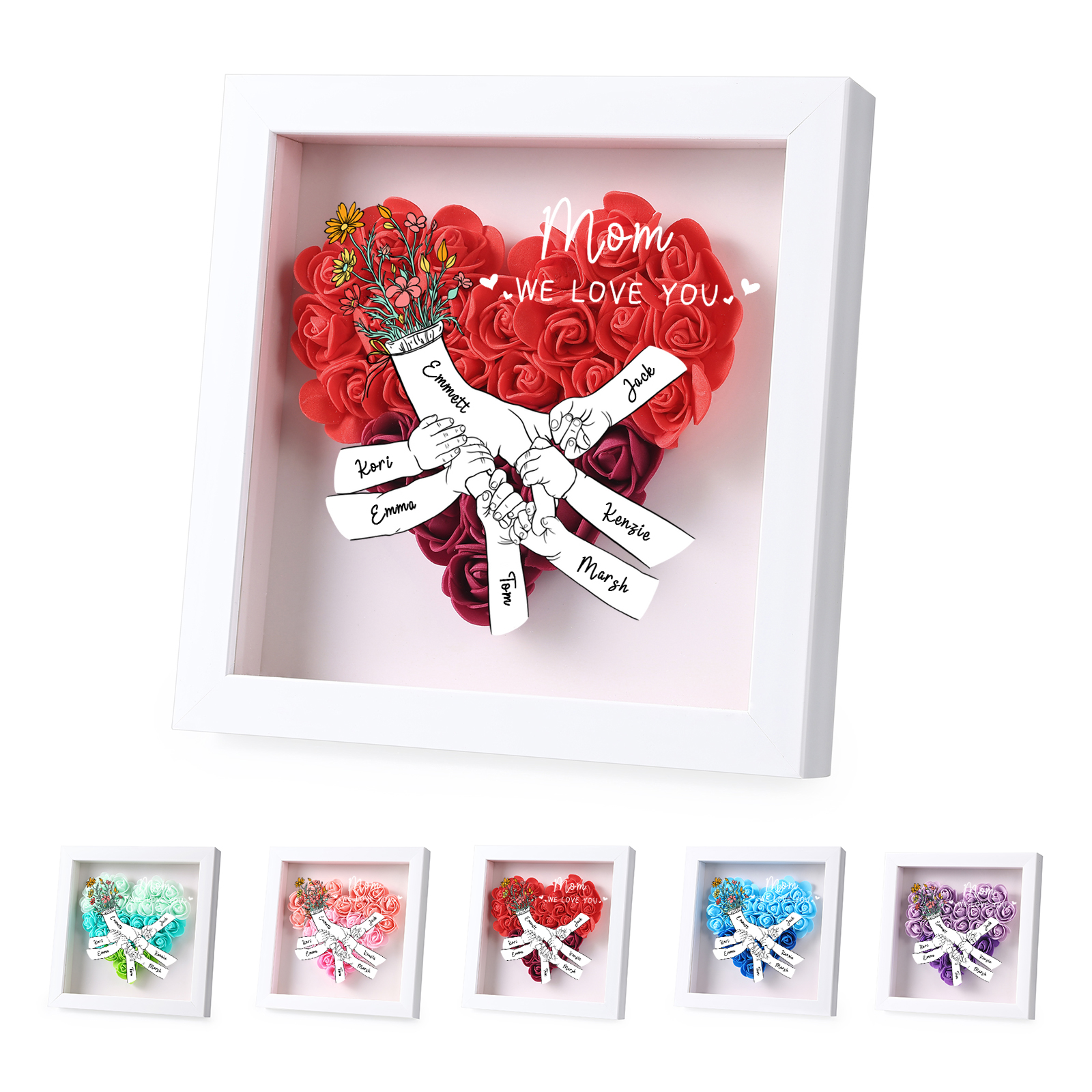 7 Names & 2 Texts Personalised Rose Flower Frame – A Thoughtful Gift for Mum, Wife or Friend | Jessemade