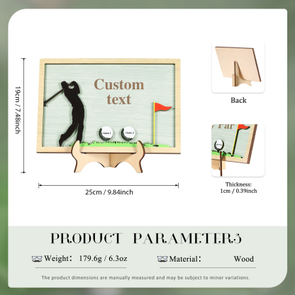 2 Names & 1 Text Personalised Golf Wooden Plaque – Custom Father's Day Gift | Jessemade