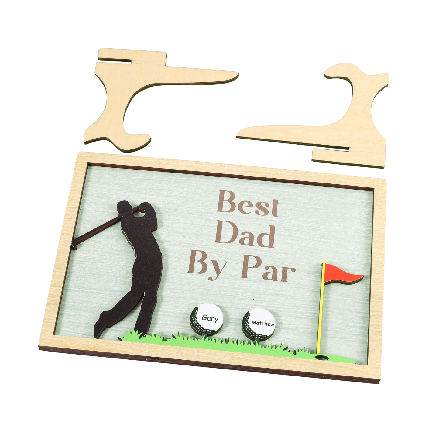 2 Names & 1 Text Personalised Golf Wooden Plaque – Custom Father's Day Gift | Jessemade