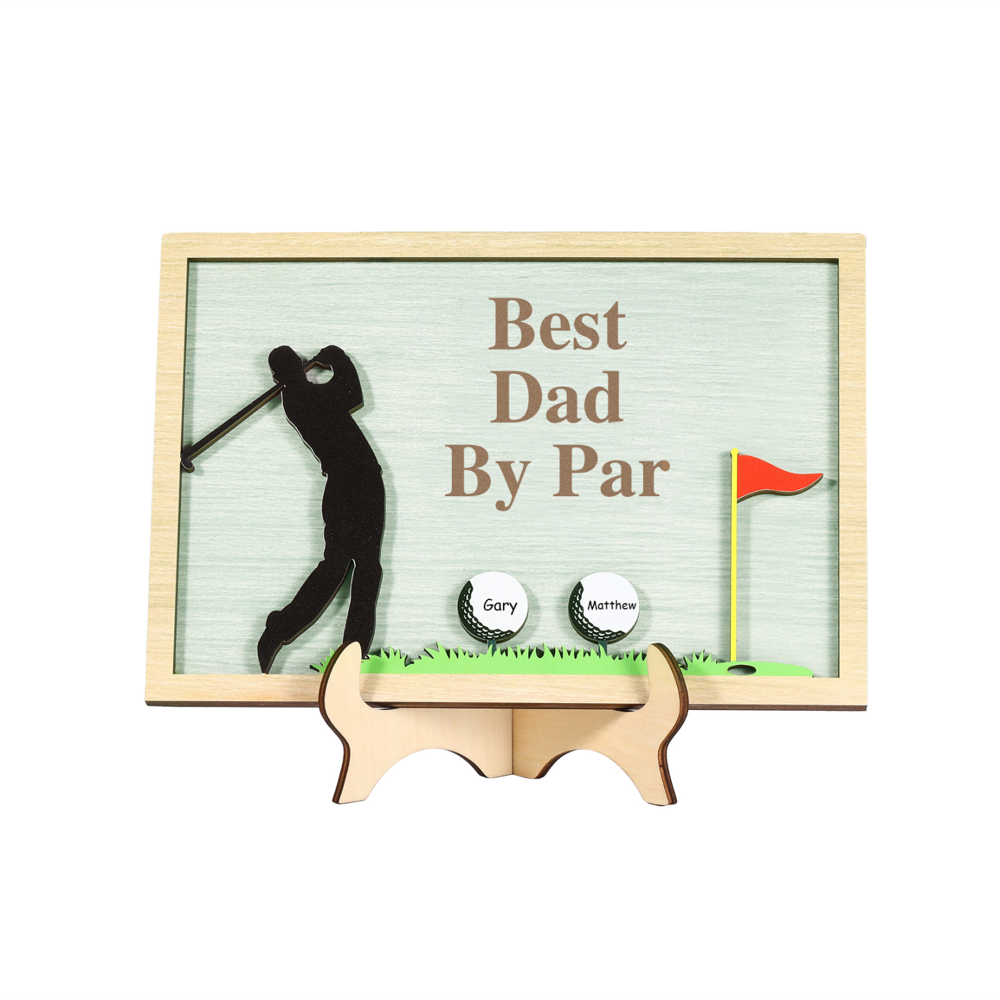 2 Names & 1 Text Personalised Golf Wooden Plaque – Custom Father's Day Gift | Jessemade