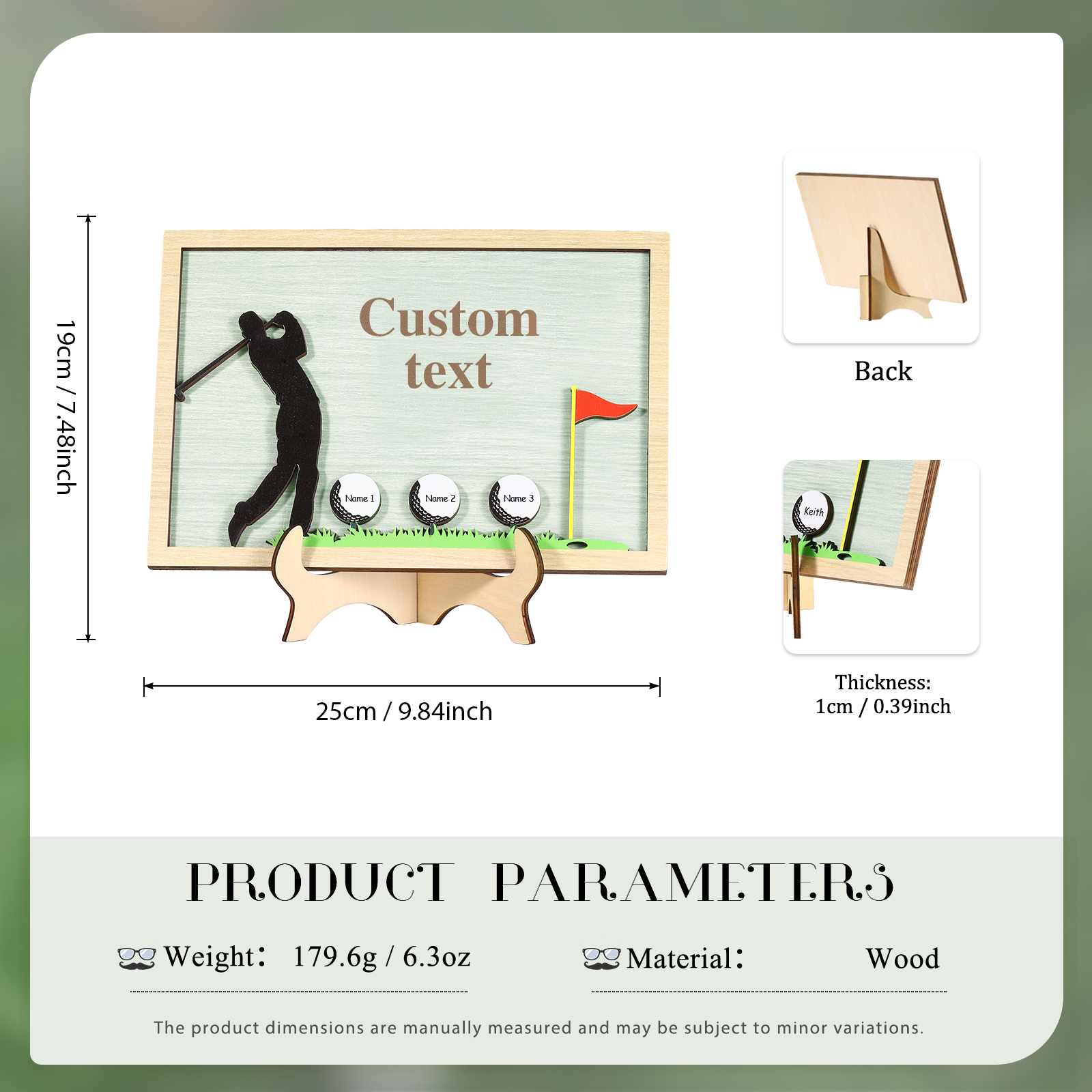 3 Names & 1 Text Personalised Golf Wooden Plaque – Custom Father's Day Gift | Jessemade