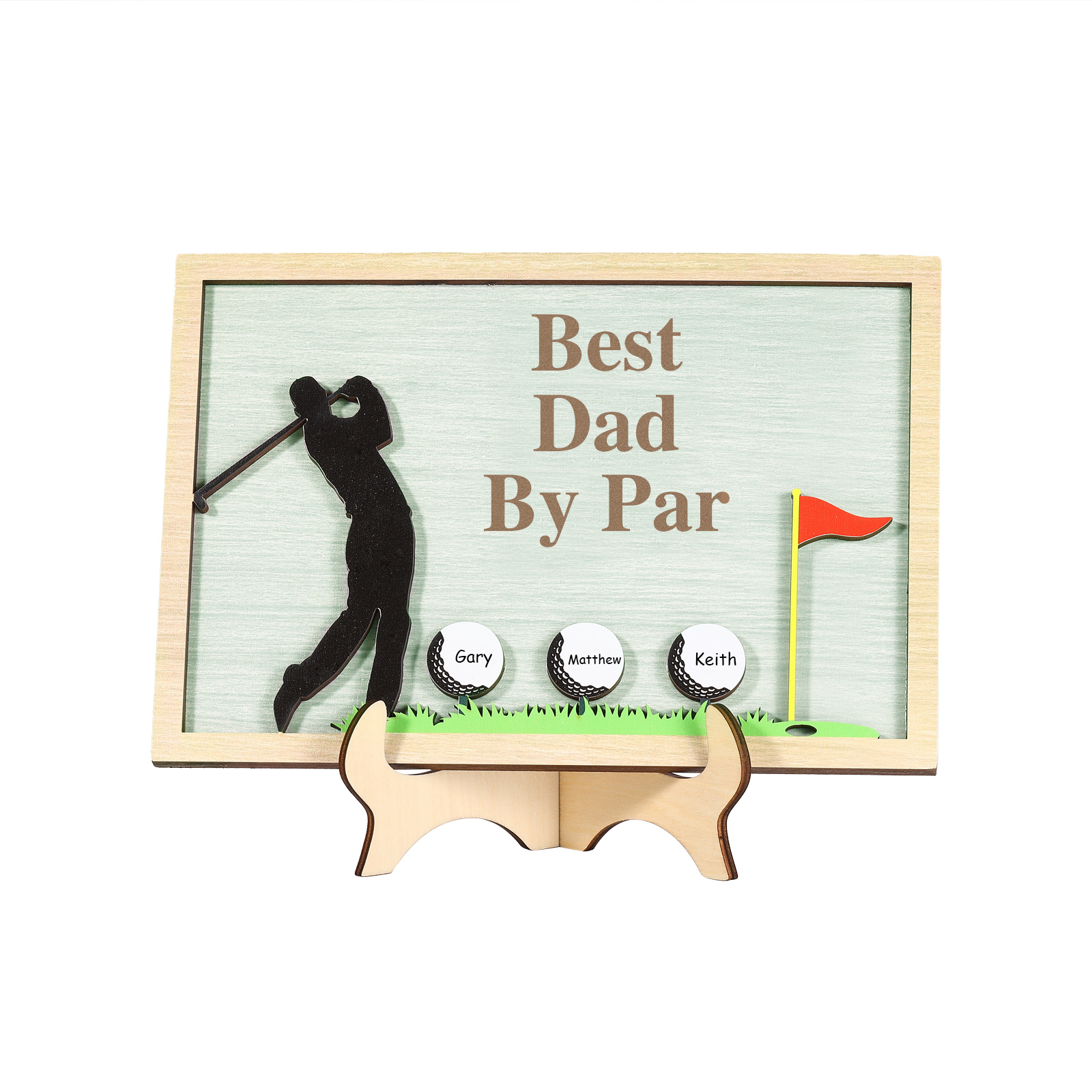 3 Names & 1 Text Personalised Golf Wooden Plaque – Custom Father's Day Gift | Jessemade