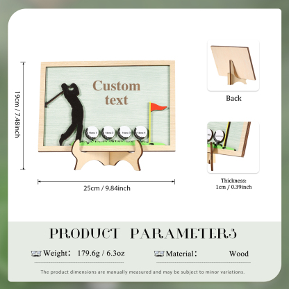 4 Names & 1 Text Personalised Golf Wooden Plaque – Custom Father's Day Gift | Jessemade