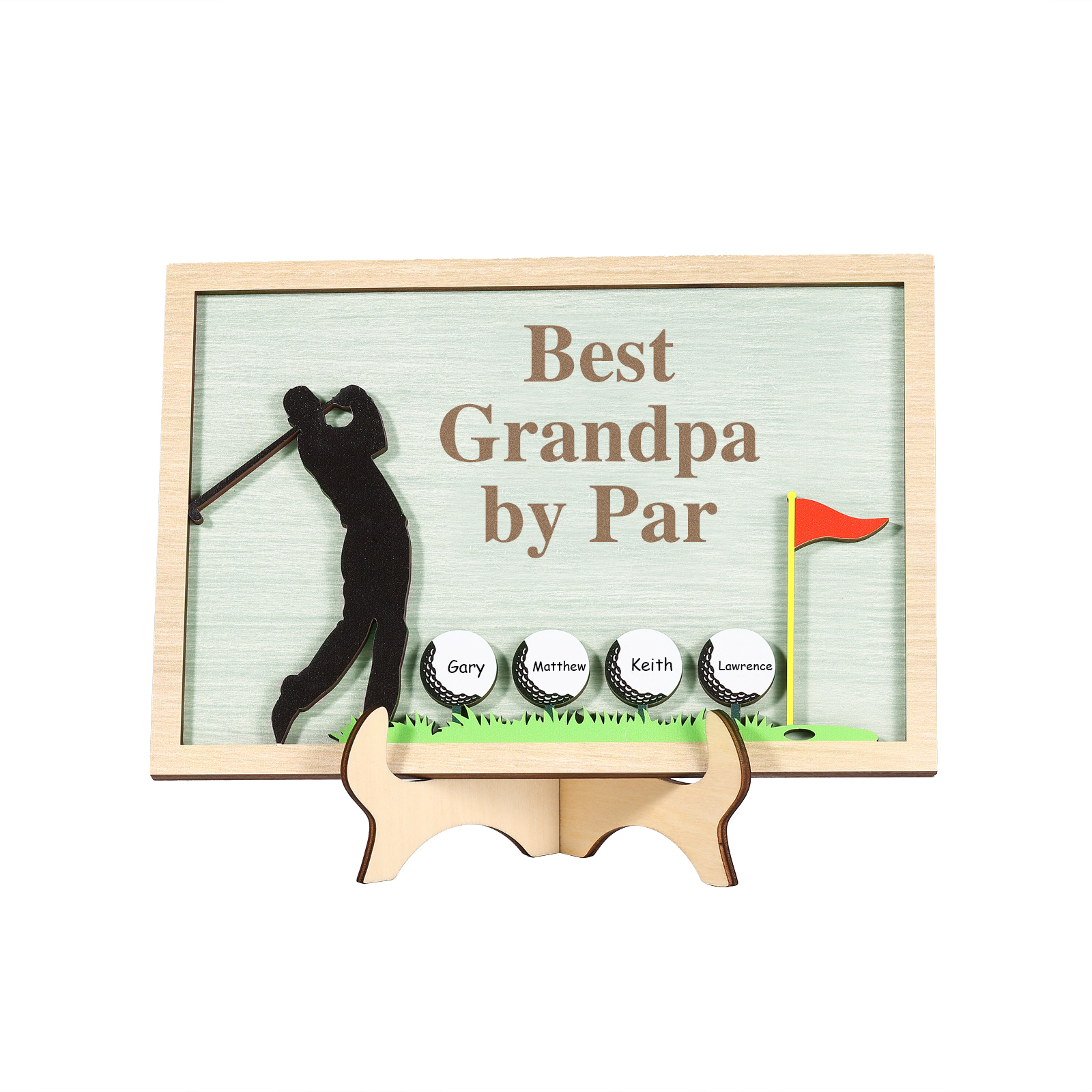 4 Names & 1 Text Personalised Golf Wooden Plaque – Custom Father's Day Gift | Jessemade