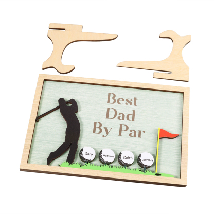 4 Names & 1 Text Personalised Golf Wooden Plaque – Custom Father's Day Gift | Jessemade