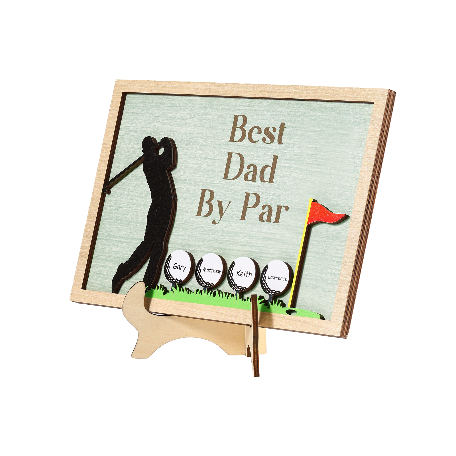 4 Names & 1 Text Personalised Golf Wooden Plaque – Custom Father's Day Gift | Jessemade
