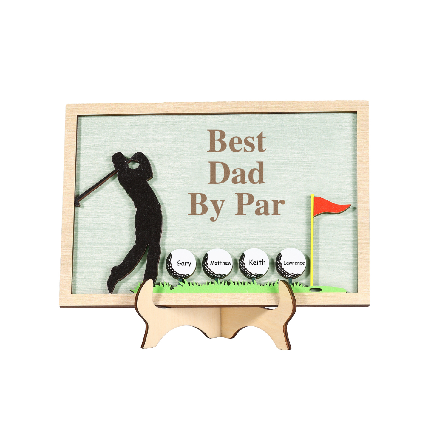 4 Names & 1 Text Personalised Golf Wooden Plaque – Custom Father's Day Gift | Jessemade