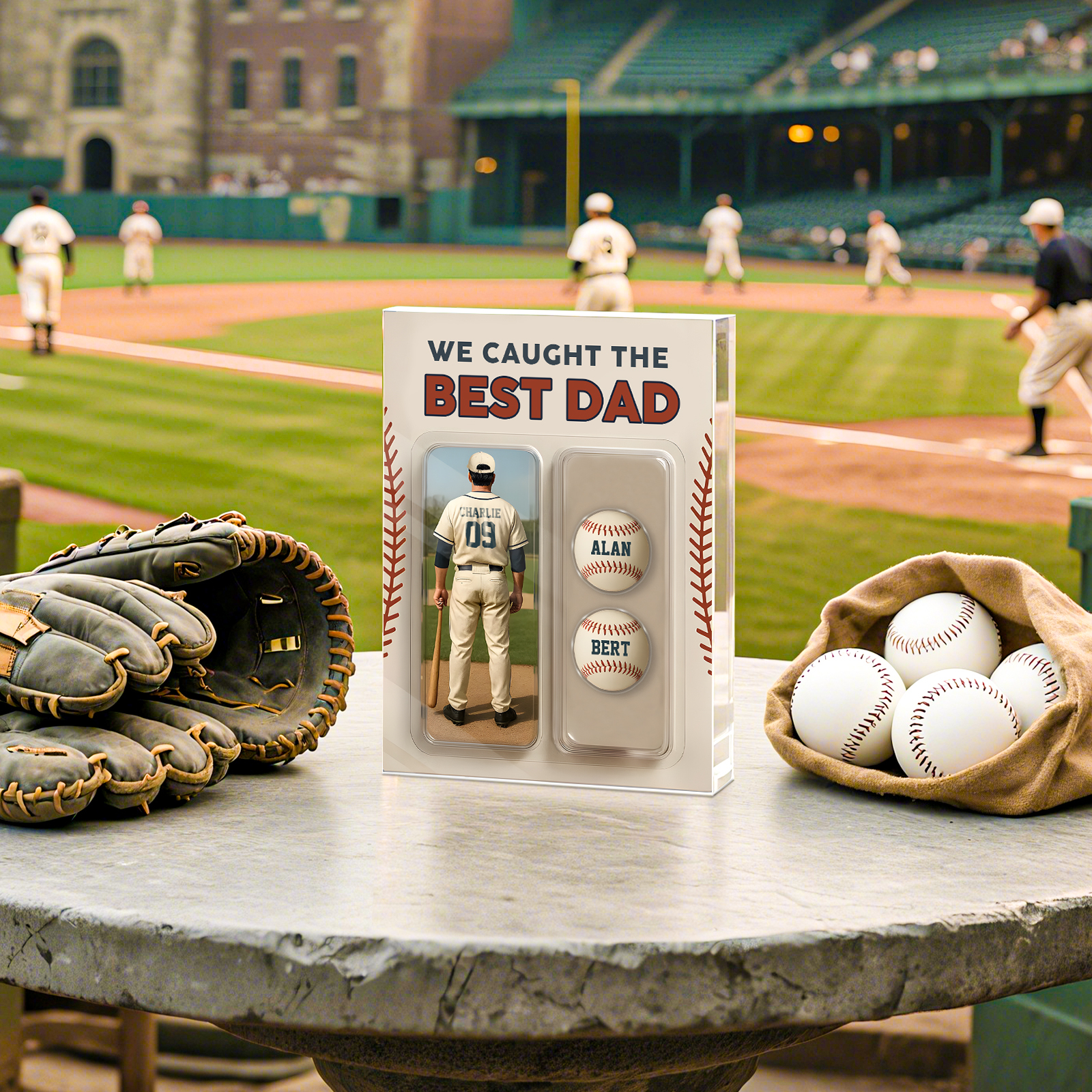 3 Names Personalised Baseball Dad Display Plaque – Custom Father's Day Gift | Jessemade