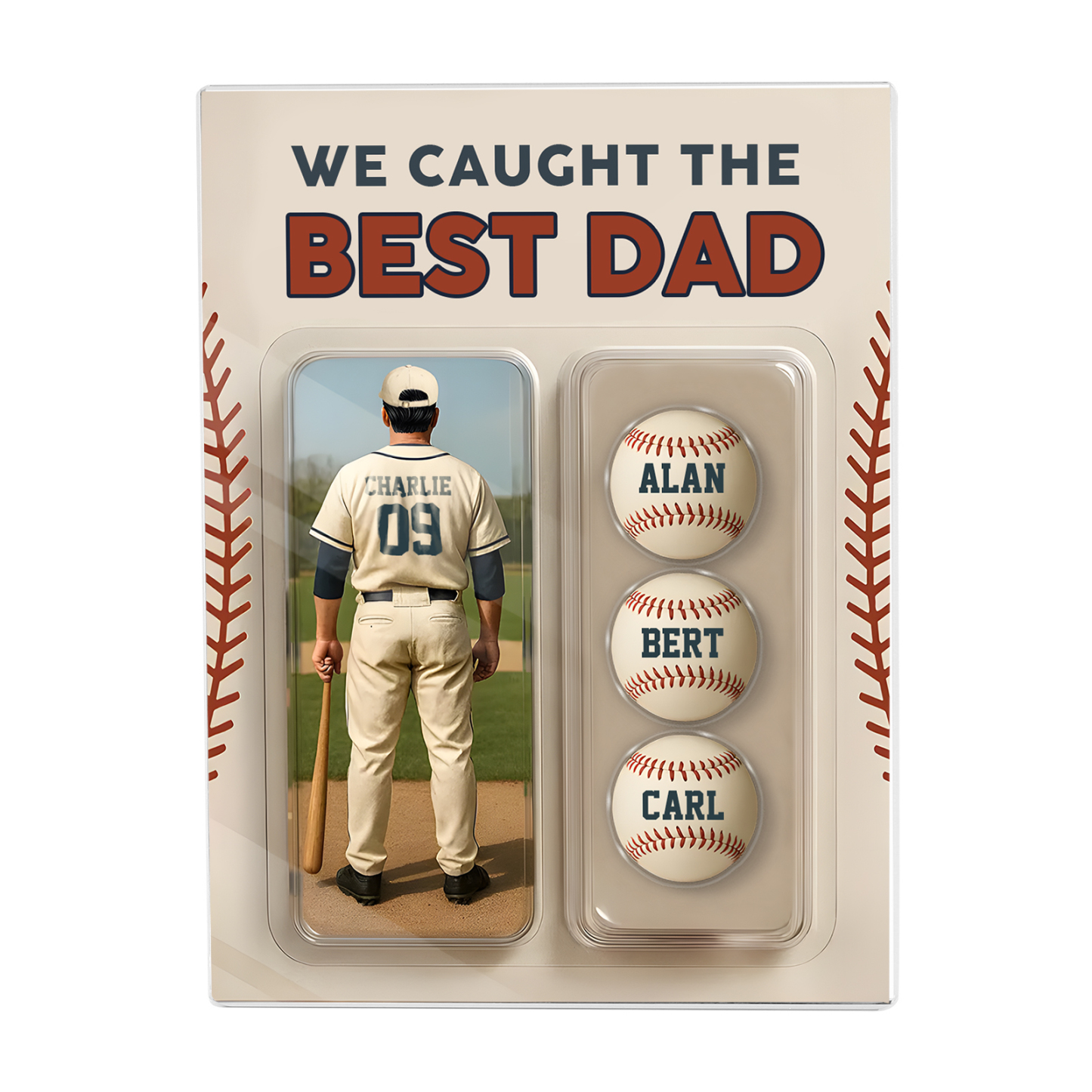 4 Names Personalised Baseball Dad Display Plaque – Custom Father's Day Gift | Jessemade