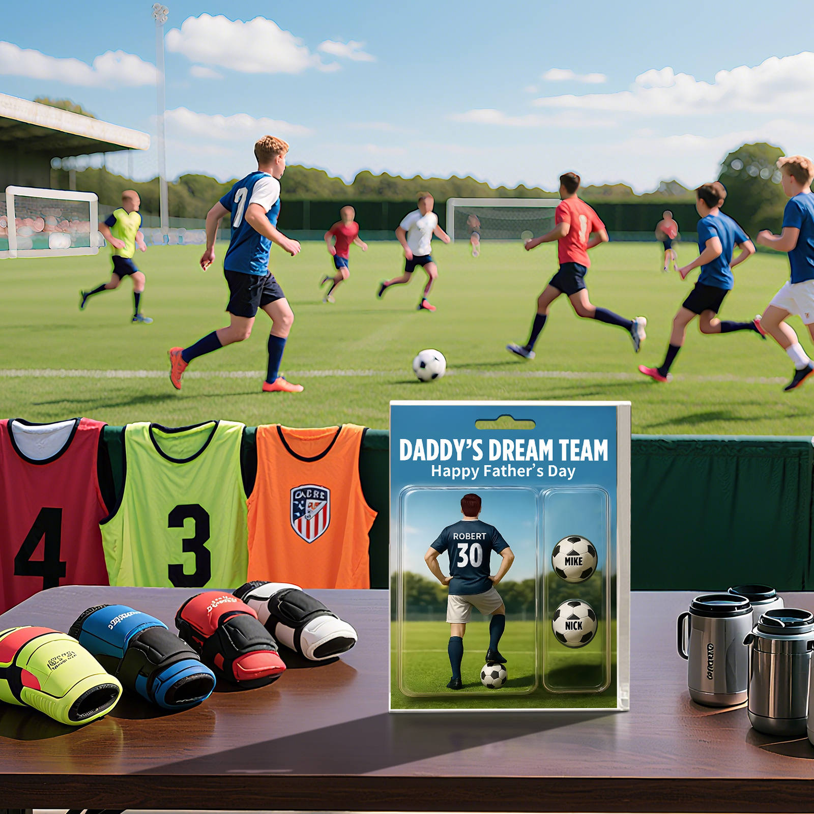 3 Names Personalised Football Dad Display Plaque – Custom Father's Day Gift | Jessemade