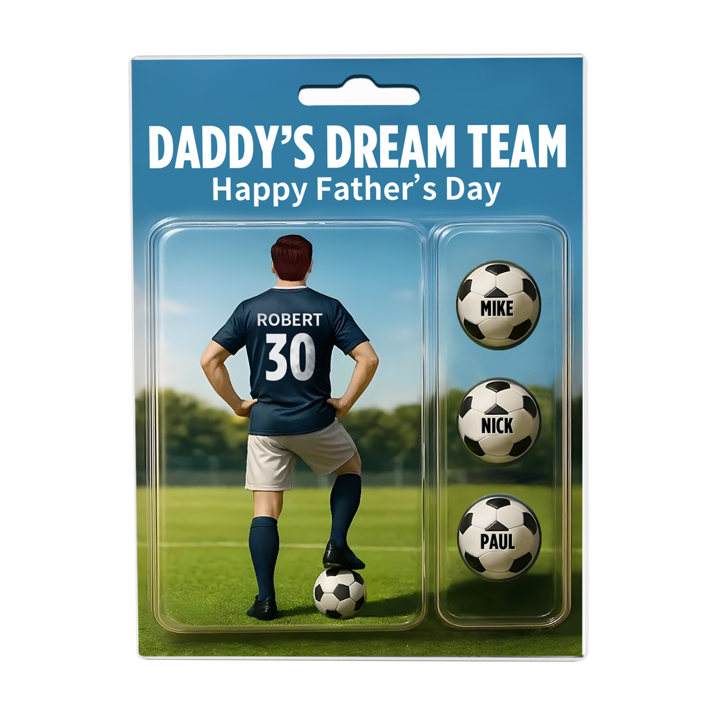 4 Names Personalised Football Dad Display Plaque – Custom Father's Day Gift | Jessemade