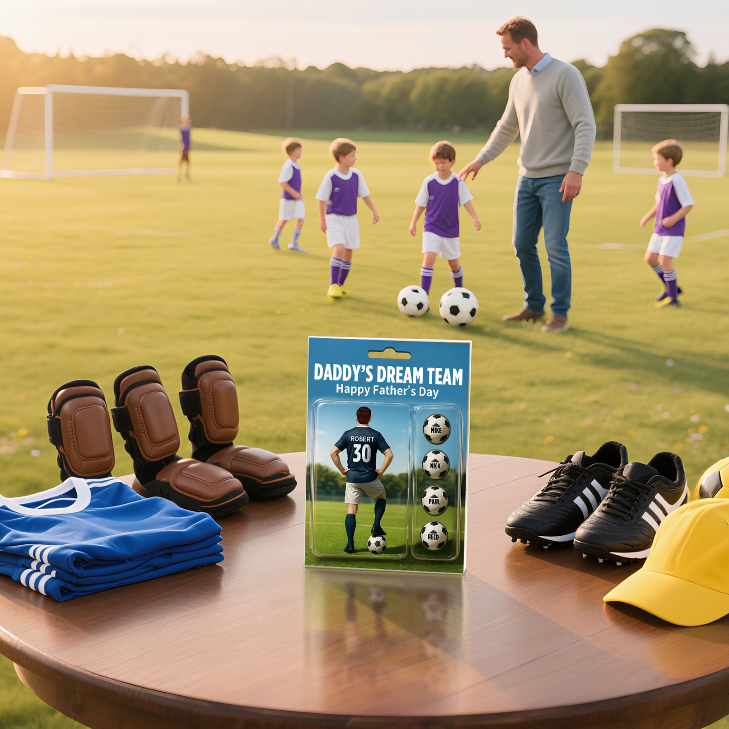 5 Names Personalised Football Dad Display Plaque – Custom Father's Day Gift | Jessemade