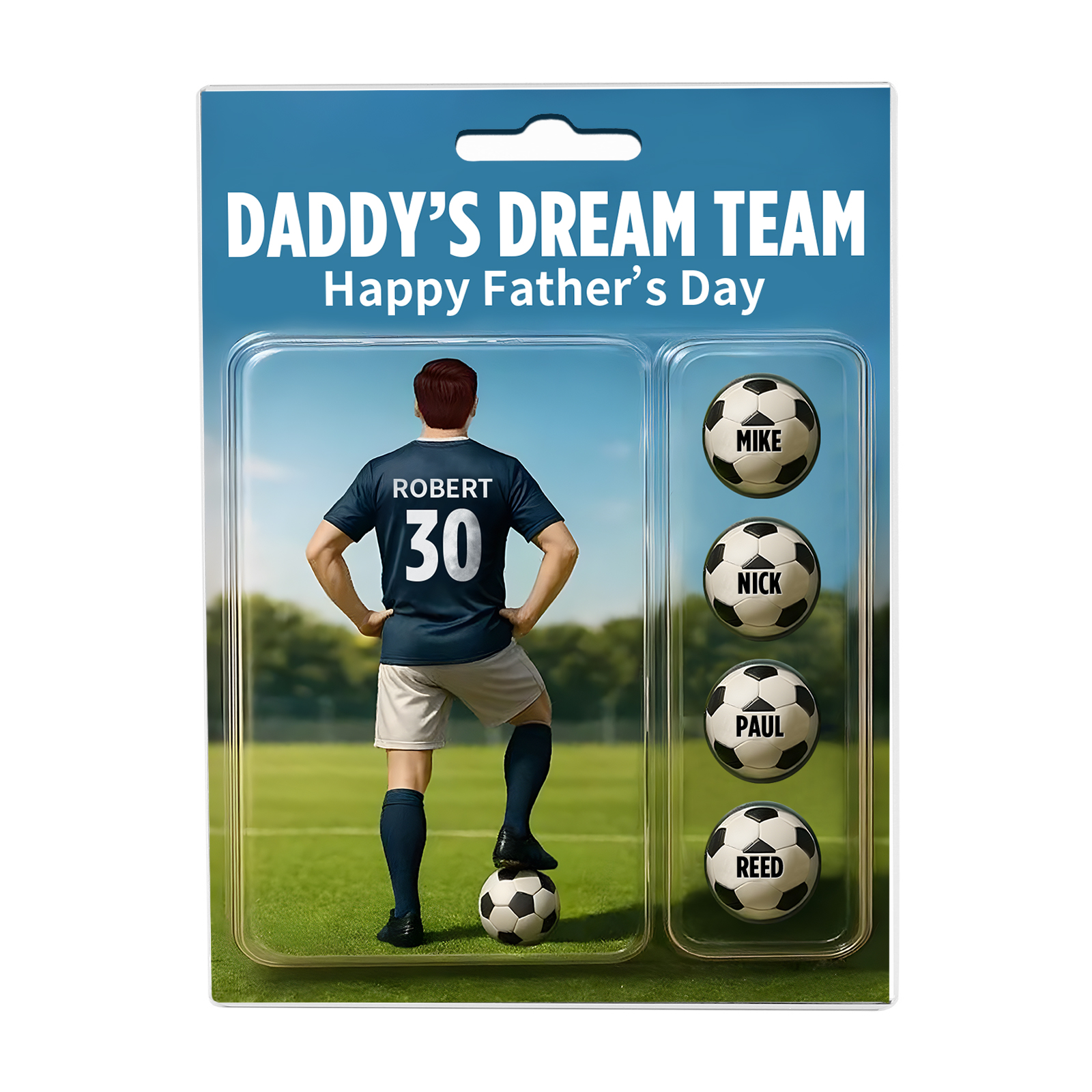 5 Names Personalised Football Dad Display Plaque – Custom Father's Day Gift | Jessemade