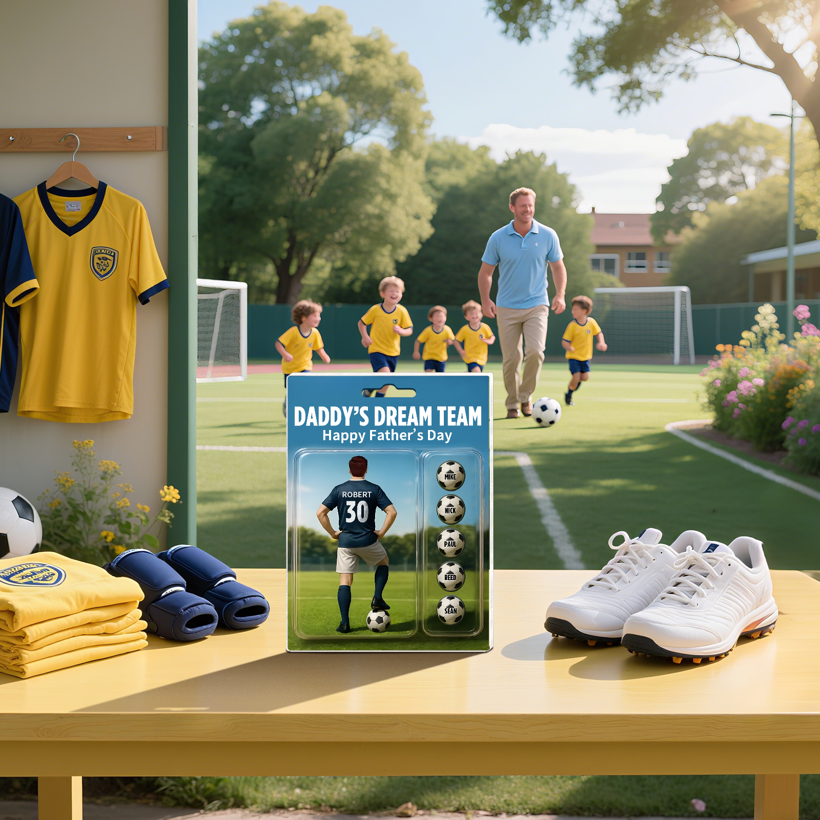 6 Names Personalised Football Dad Display Plaque – Custom Father's Day Gift | Jessemade