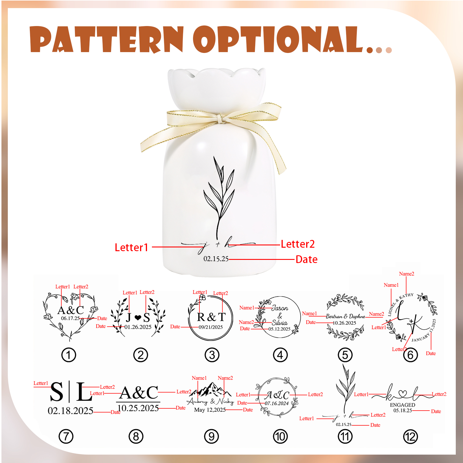 Personalised Vase with Names or Initials - Special Wedding Gift | Jessemade