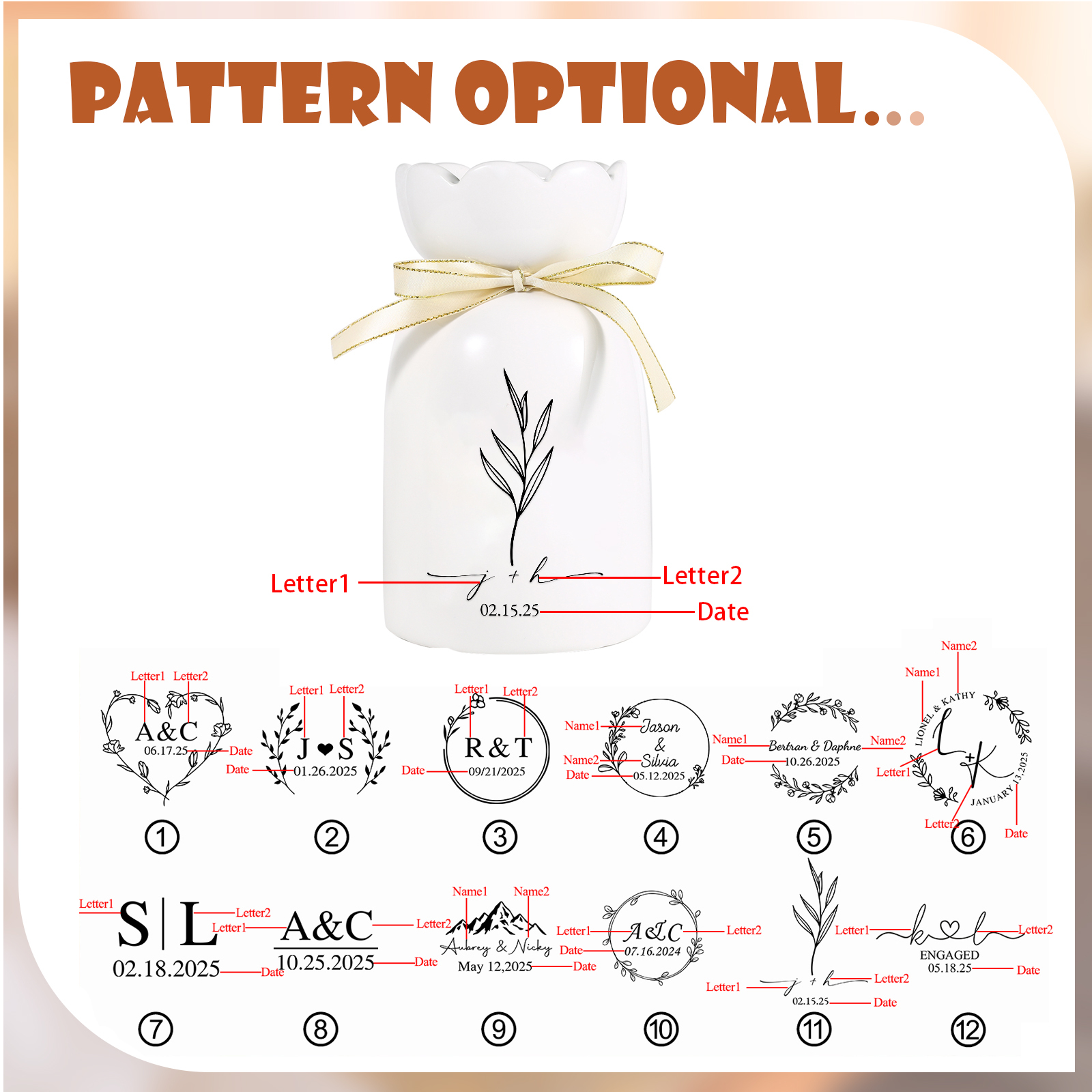 Personalised Vase with Names or Initials - Special Wedding Gift | Jessemade