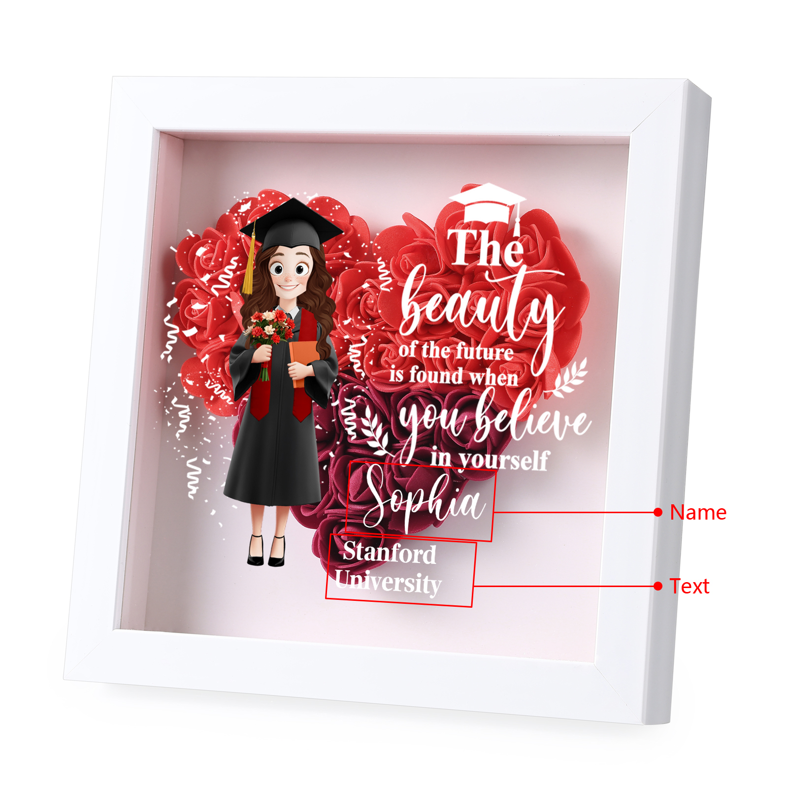 Personalised Graduation Flower Frame – Custom Name & Text | Jessemade
