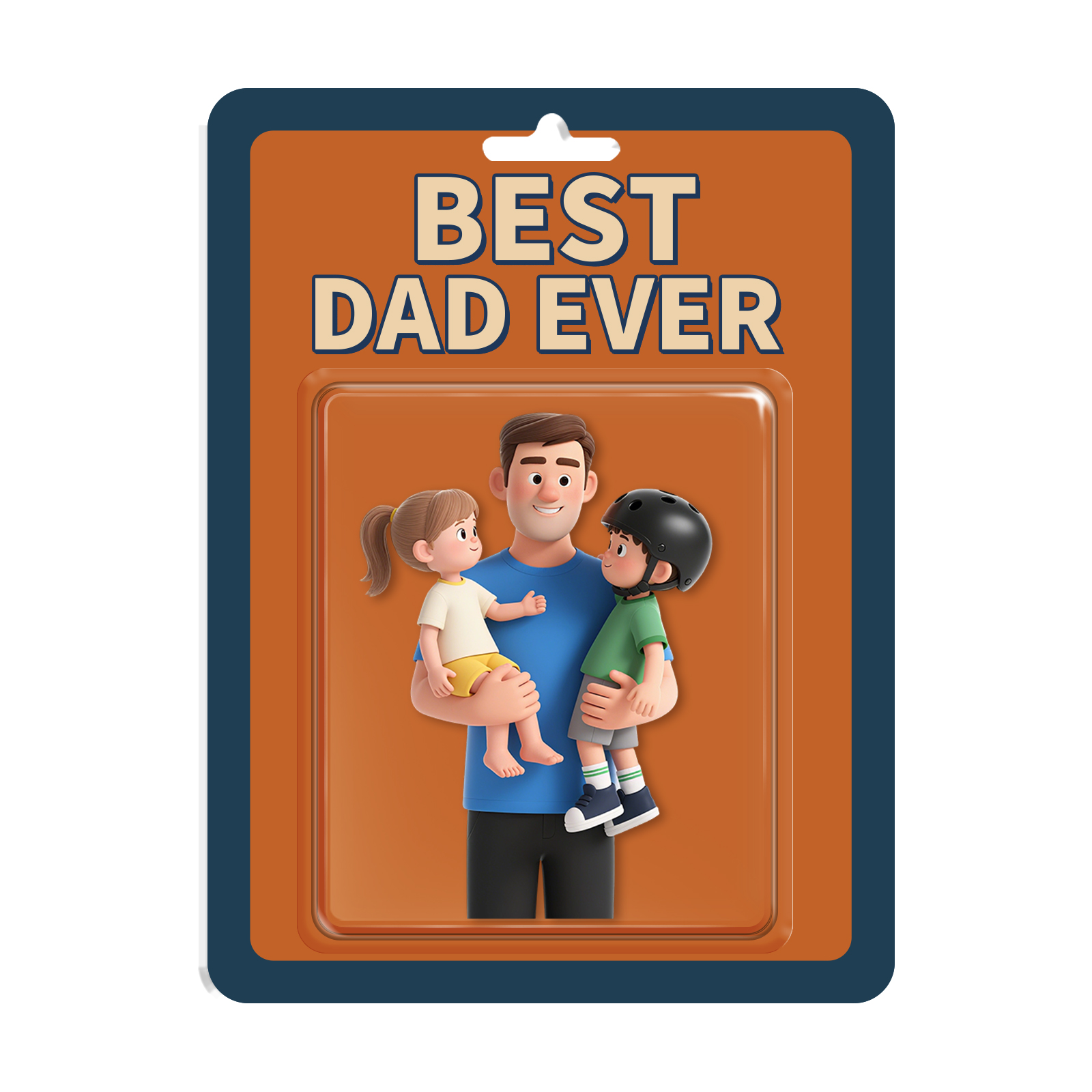 1 Photo Personalised Best Dad Ever Acrylic Ornament – Custom 3D Family Illustration | Jessemade