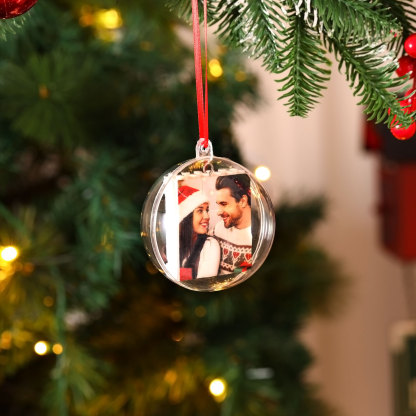 Personalised Photo Heart Christmas Blocks Bauble Ornamnet