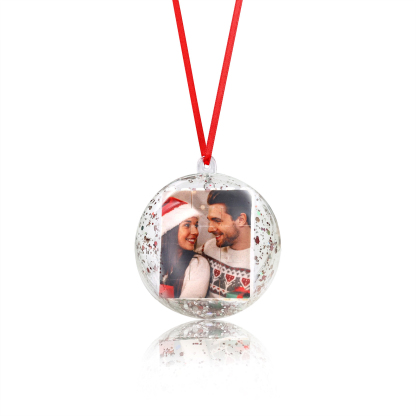Personalised Photo Heart Christmas Blocks Bauble Ornamnet