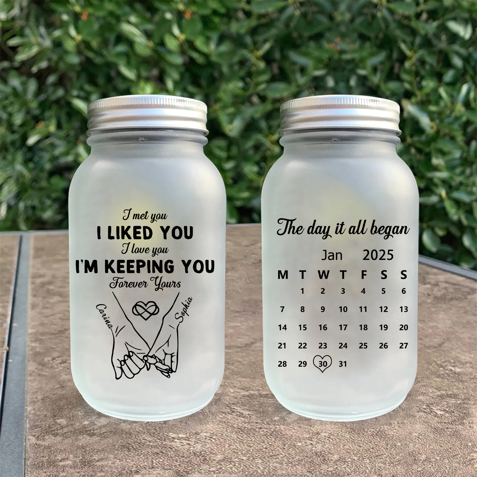 Personalised Couple Pinky Promise Solar Mason Jar Fairy Light