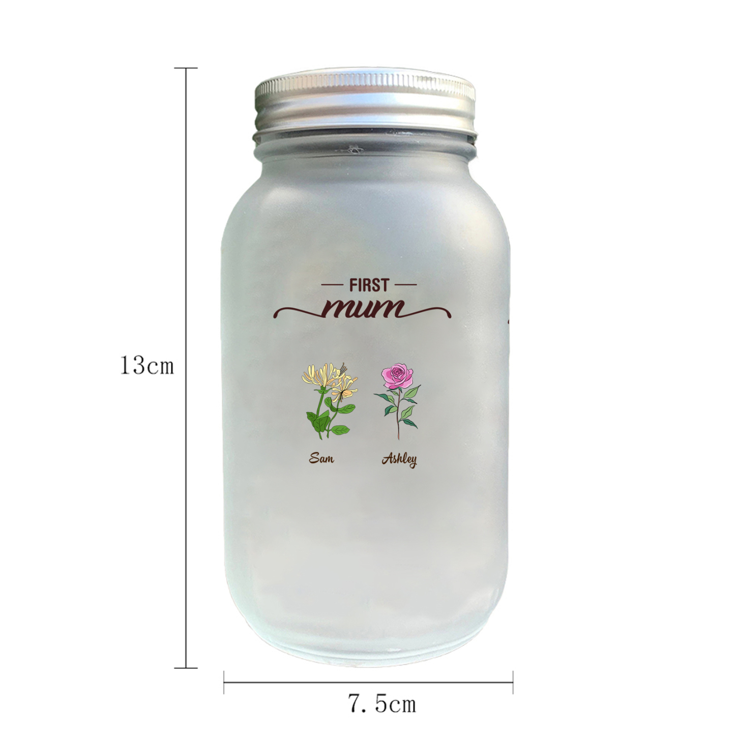Personalised Flower Solar Mason Jar Light for Nan Mum
