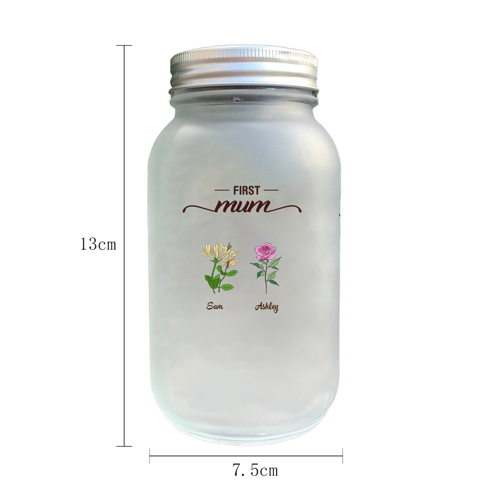 Personalised Flower Solar Mason Jar Light for Nan Mum