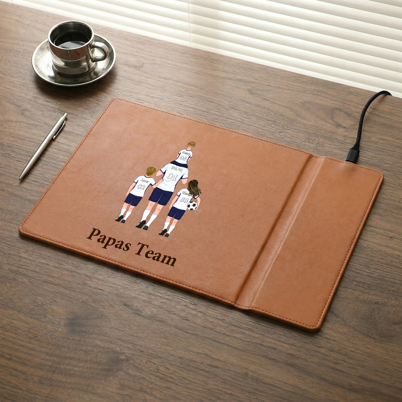 Personalised Football Family Charging Mouse Mat For Dad Grandad