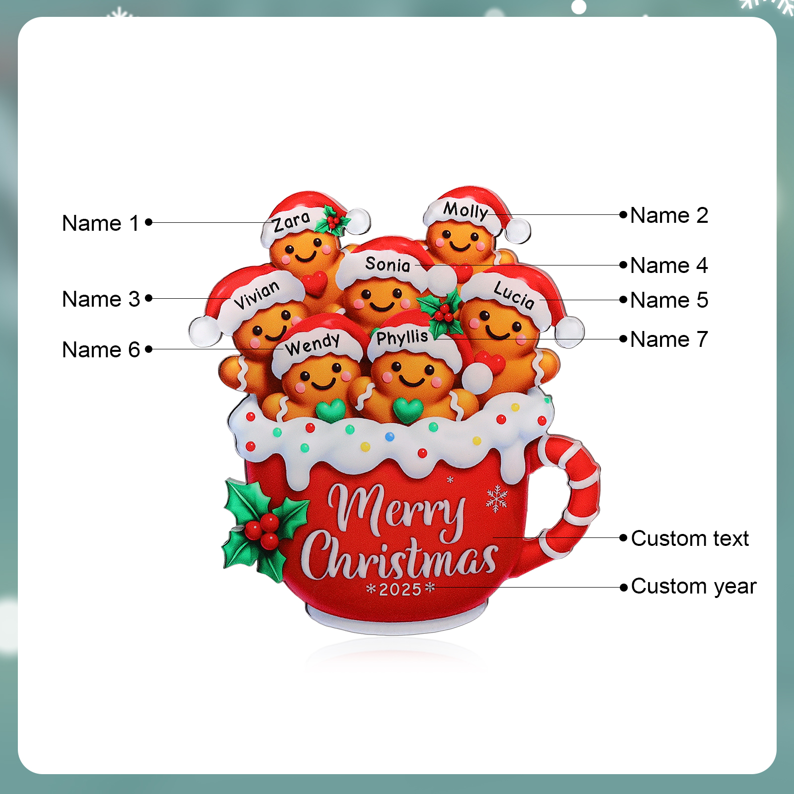 Personalised Gingerbread Mug Xmas Fridge Magnet