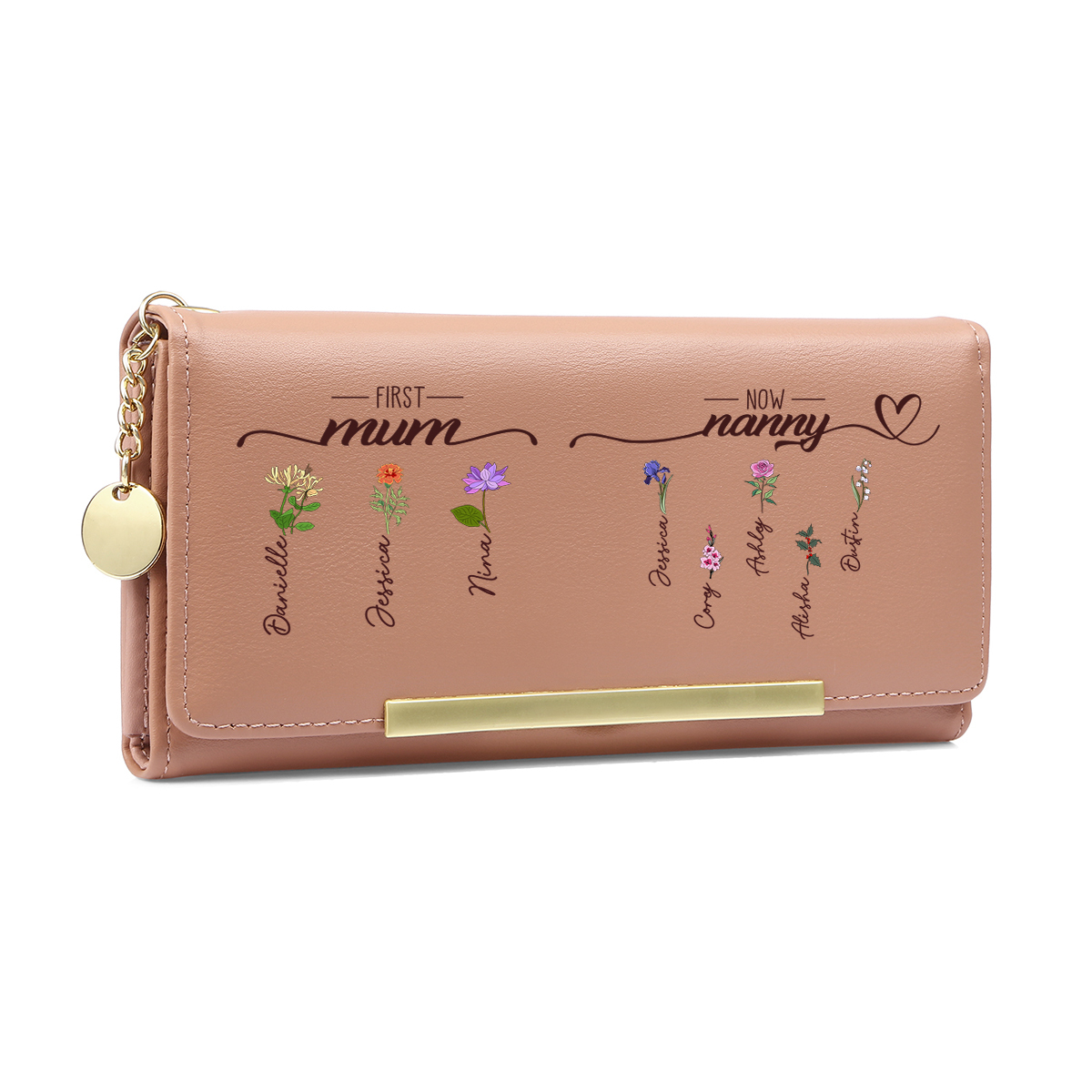 Personalised Floral Leather Purse for Mum/Nanny