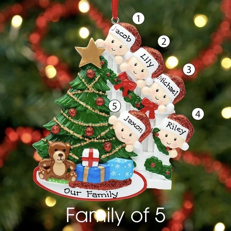Customized Family Christmas Tree Resin Ornament With 3 Names Hanging Ornament