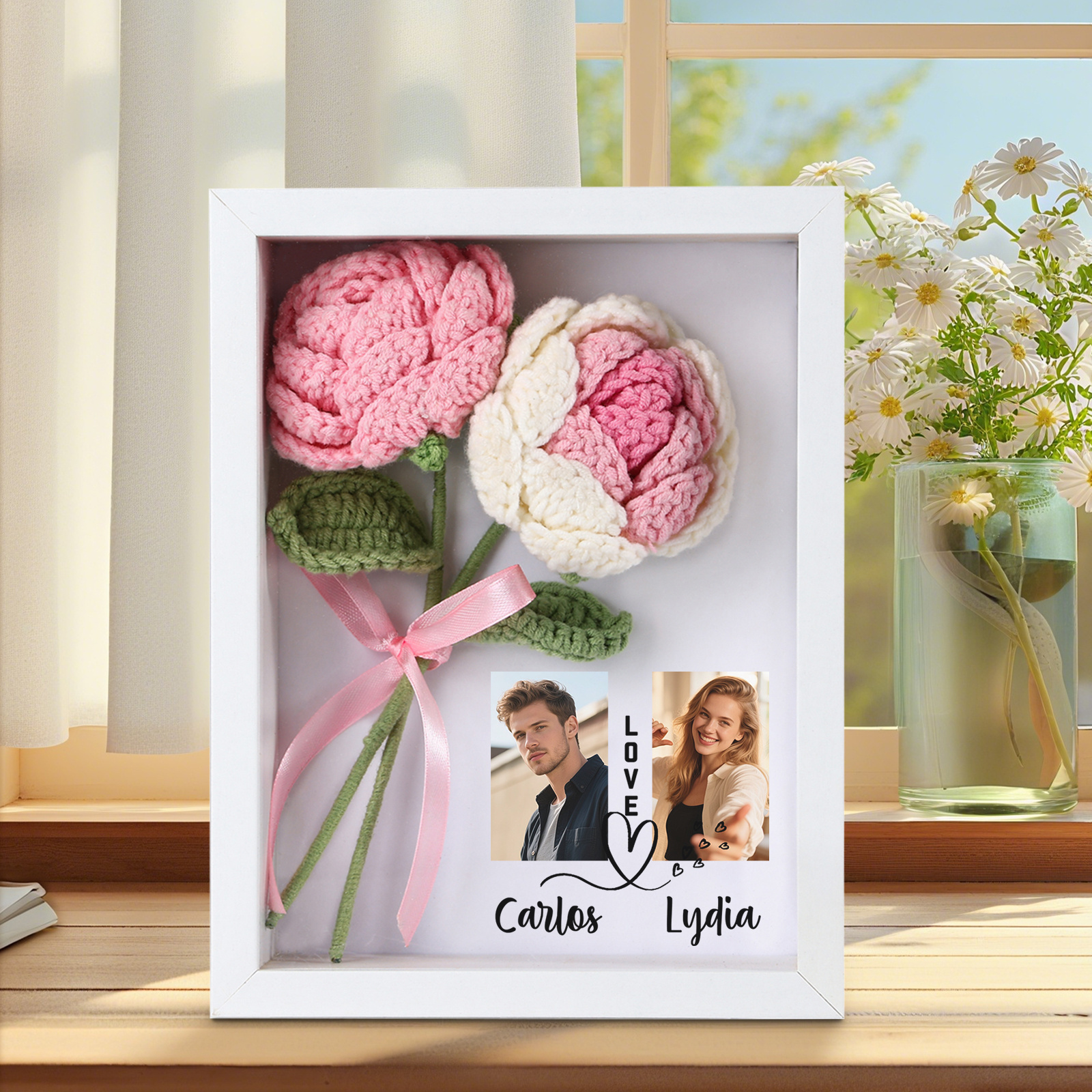 Personalised 3D Tulip Crochet Flower Photo Frame