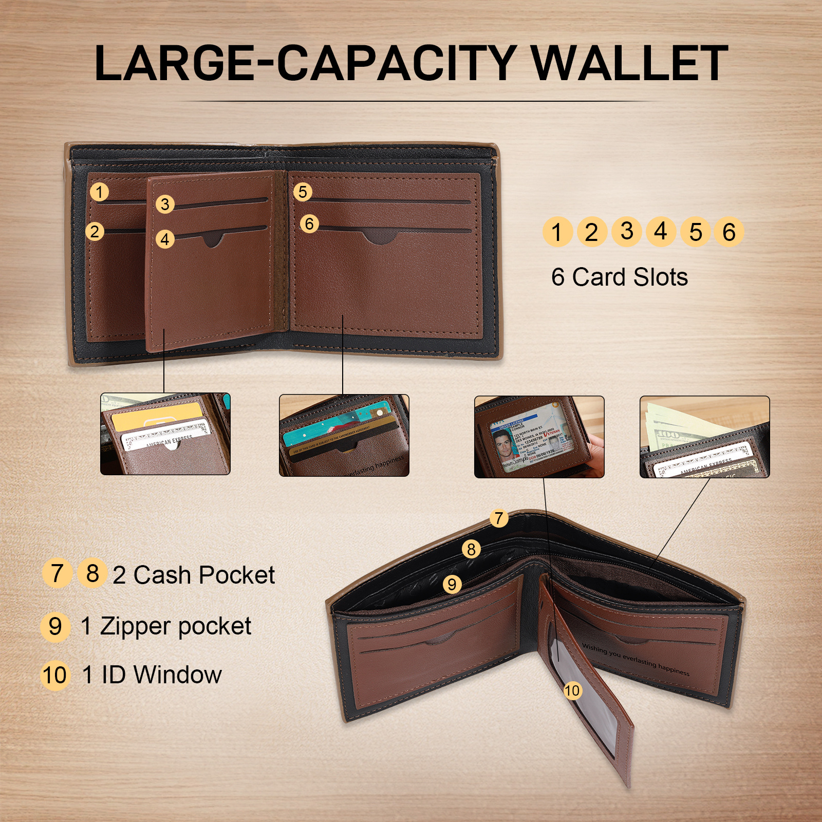 Personalised Men’s Wallet Made From Genuine Leather With an Engraved Photo and Name