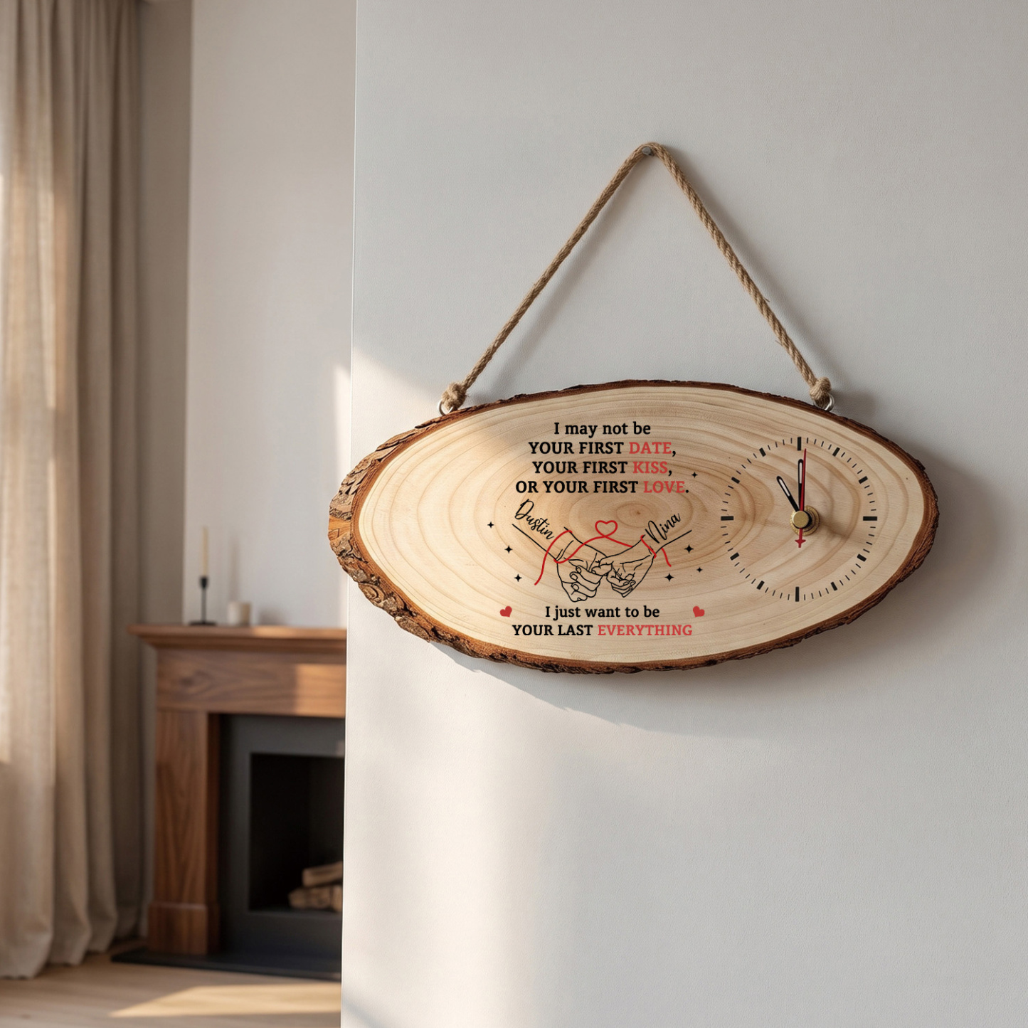 Personalised Rustic Wooden Couple’s Clock Gift