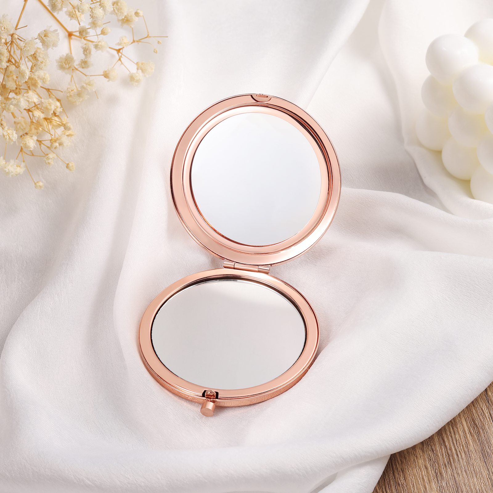 Personalized Name And Birth Flower Makeup Mirror Exquisite Small Gift For Her