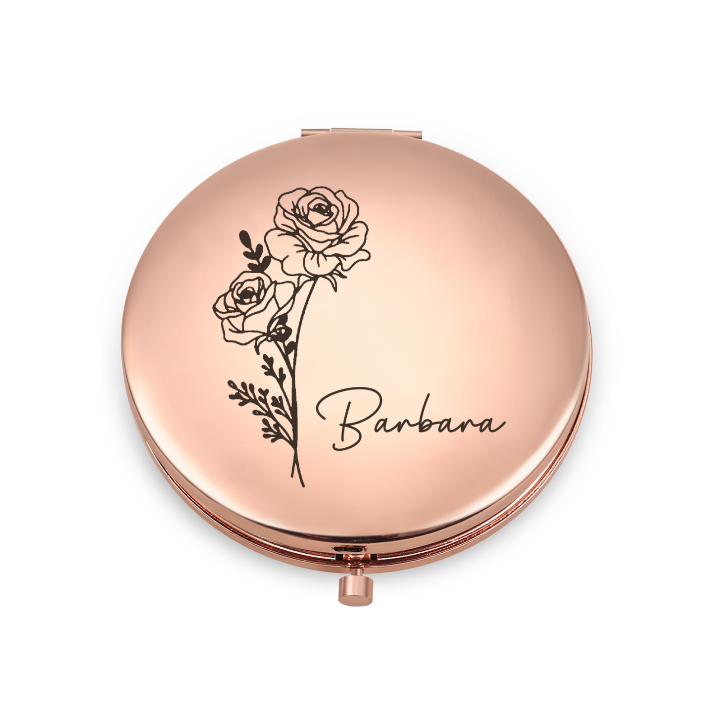 Personalized Name And Birth Flower Makeup Mirror Exquisite Small Gift For Her
