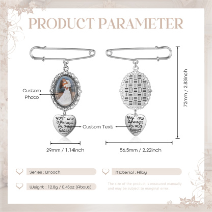 Personalised Photo Brooch with Heart Shape Charm – Perfect Custom Gift for Loved Ones | Jessemade