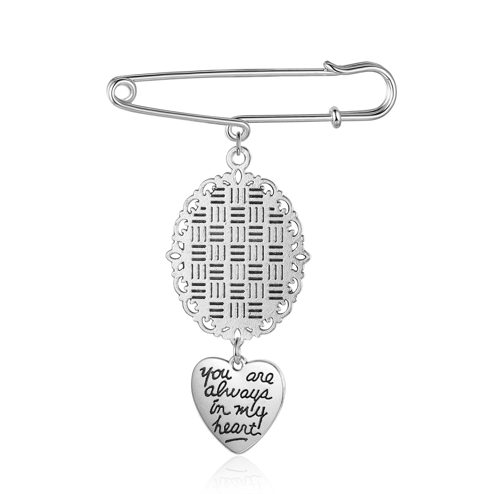 Personalised Photo Brooch with Heart Shape Charm – Perfect Custom Gift for Loved Ones | Jessemade