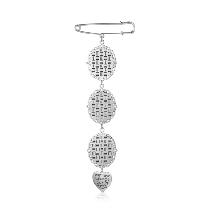 3 Photos & 1 Text Personalised Photo Brooch with Heart Shape Charm – Perfect Custom Gift for Loved Ones | Jessemade