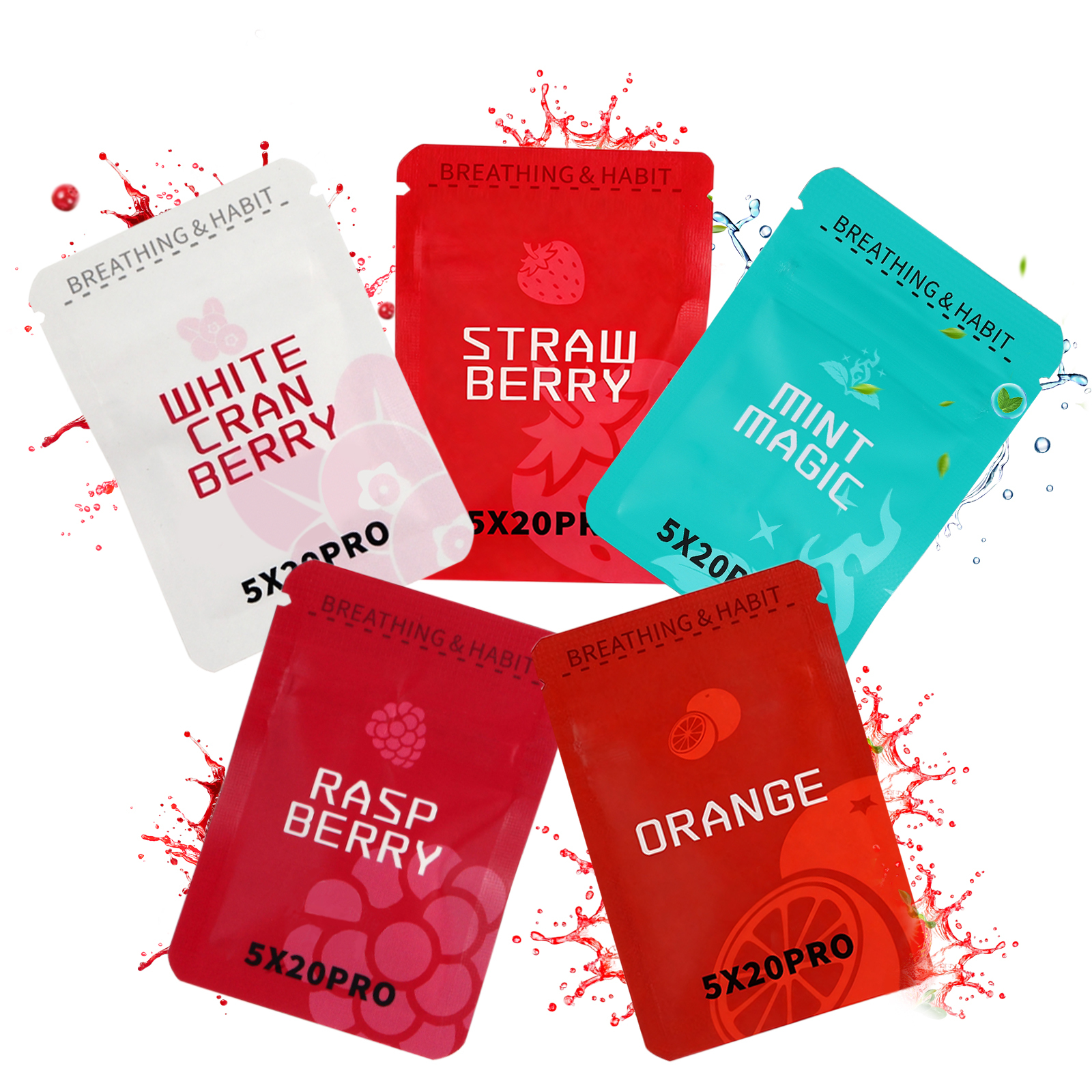 5*20 PRO Breathing Necklace Replacement Cotton Wicks – 18 Flavors, 3 Sticks per Pack