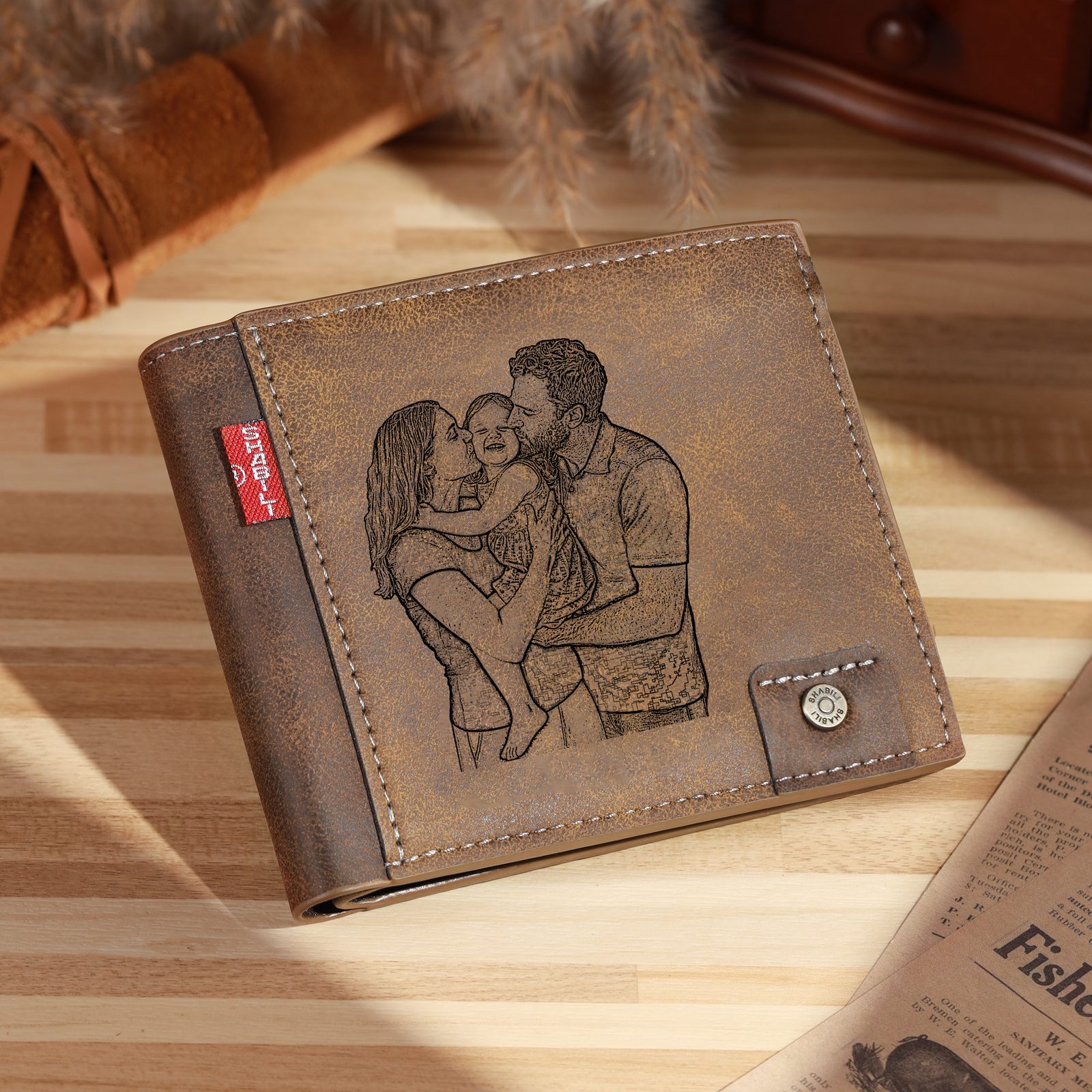 Personalised Men’s Wallet Made From Genuine Leather With an Engraved Photo and Name