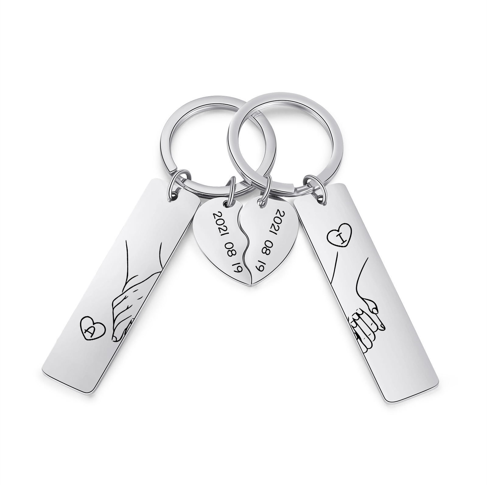 Personalised Couple Gift Set Pinky Promise Couple Candle Holder Heart Matching Keychain with Custom Names & Date Gift Box | Jessemade