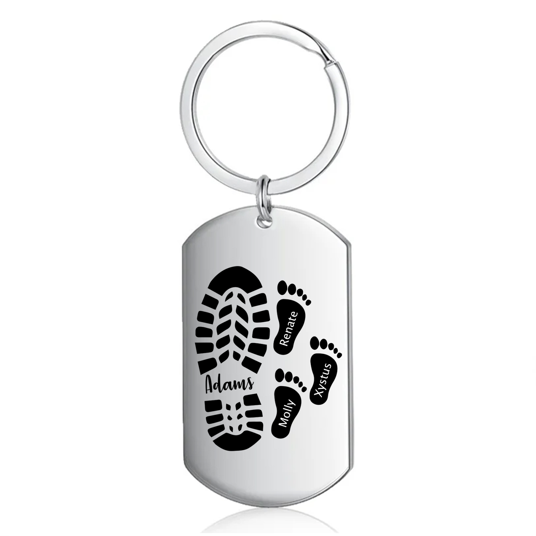 4 Names - Personalized Custom Footprint Keychain Gift Special Keychain Gift for Dad
