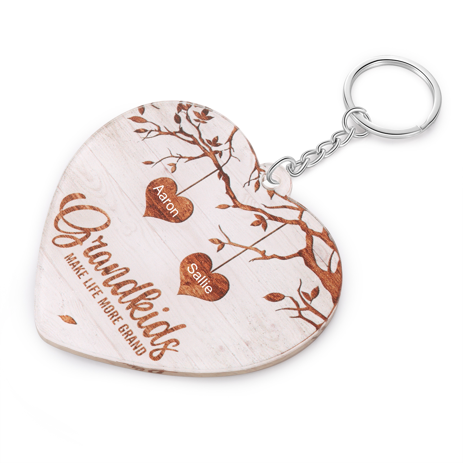 2 Names-Personalised Keychain Custom 2 Names and 1 Text Holding Hands Keychain for Nan