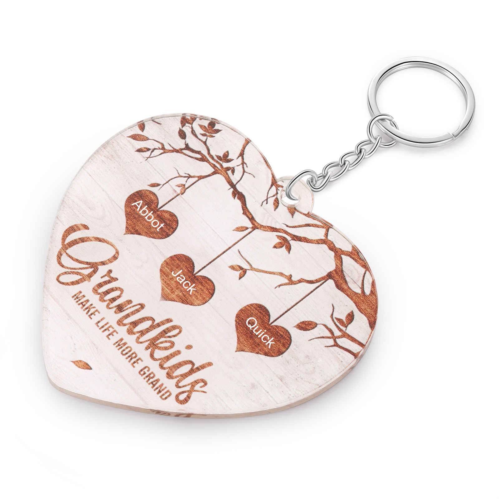 3 Names - Personalized Keychain Custom 3 Names Family Tree Keychain for Nan