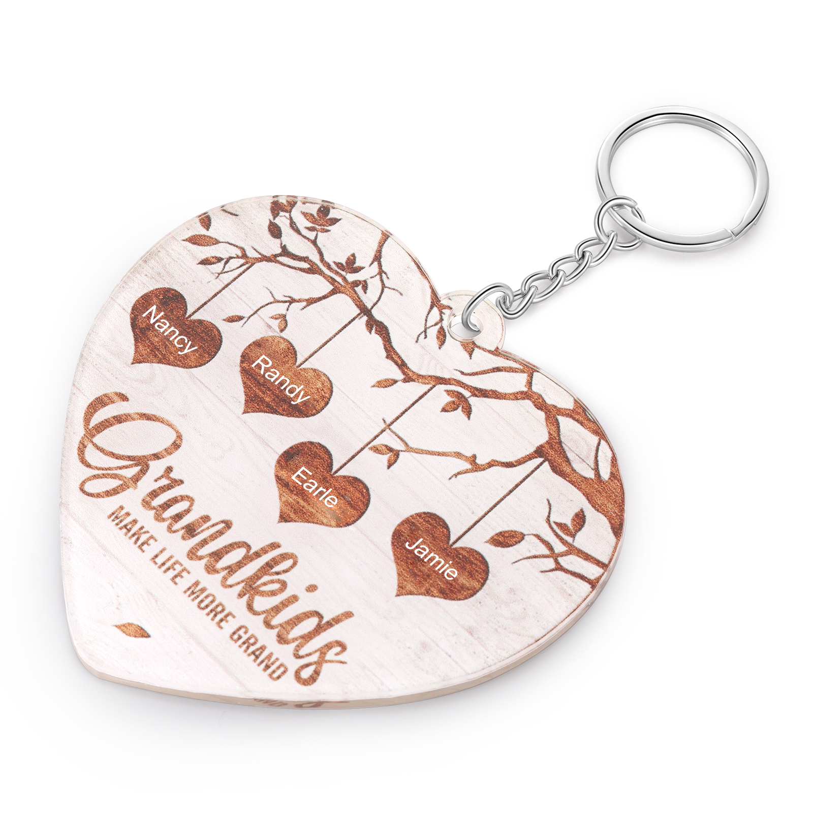 4 Names - Personalized Keychain Custom 4 Names Family Tree Keychain for Nan