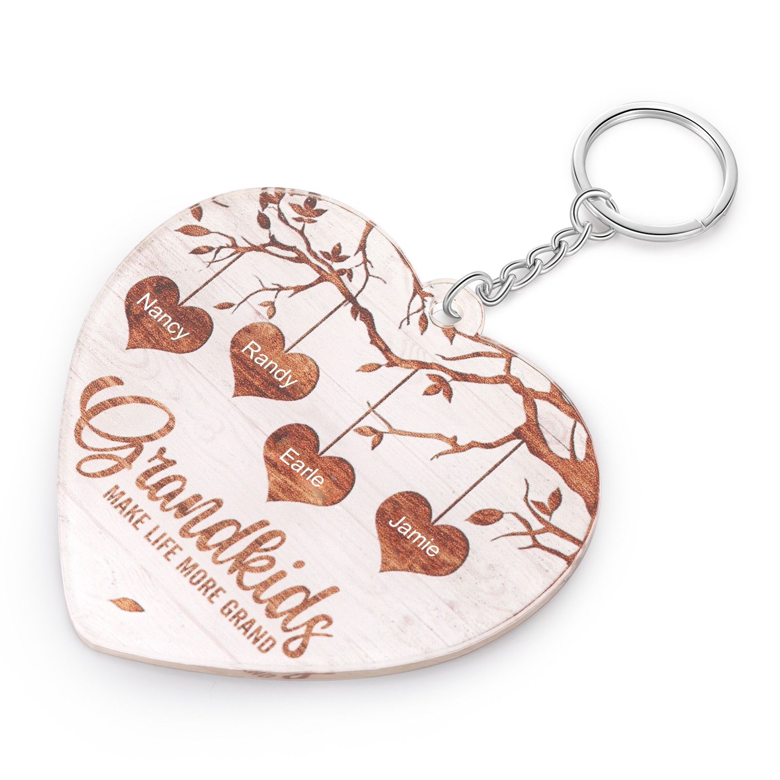 4 Names - Personalized Keychain Custom 4 Names Family Tree Keychain for Nan