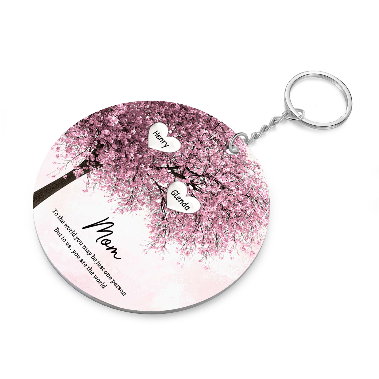 2 Names-Personalized Tree Of Life Customized 2 Names and 2 Text Keychain Family Tree Keychain for Mom