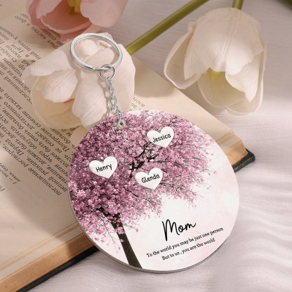 3 Names-Personalized Tree Of Life Customized 3 Names and 2 Text Keychain Family Tree Keychain for Mom
